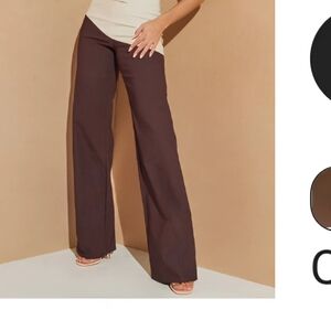 Brown/Cream Two Tone Wide-Leg Trousers